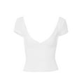 thumbnail image 2 of Gupgi Women Deep V Neck Tops Casual Short Sleeve Low Cut Slim Fit T-Shirts, 2 of 6