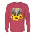 thumbnail image 2 of Elephant Sunflower Cute Love Animal Lover Mens Long Sleeve Shirt, Vintage Heather Red, Large, 2 of 3