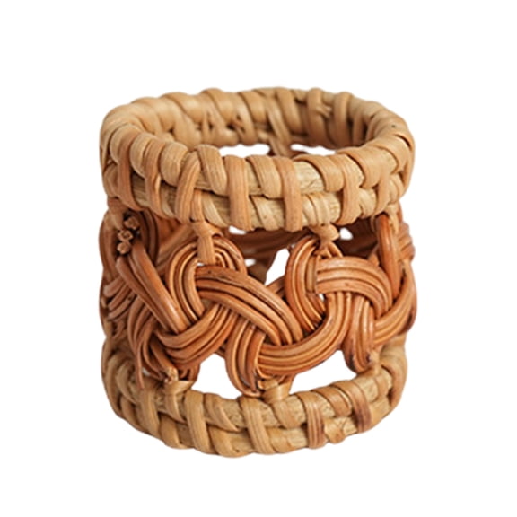 Natural Handwoven Rattan Napkin Rings Mixed Style Wicker Serviette Rings Woven Napkin Buckles For Dinner Party Wedding Table Decoration