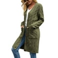 thumbnail image 3 of FOCUSNORM Women Juniors Cardigan, Solid Color Long Sleeve Sweater Coat with Pockets, 3 of 5