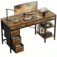 thumbnail image 4 of CONCETTA 55 inch Computer Desk with 6 Drawers & 2 Open Shelves, Modern Home Office Desk with Storage, Writing Study Desk for Bedroom, Workspace，Rust, 4 of 9