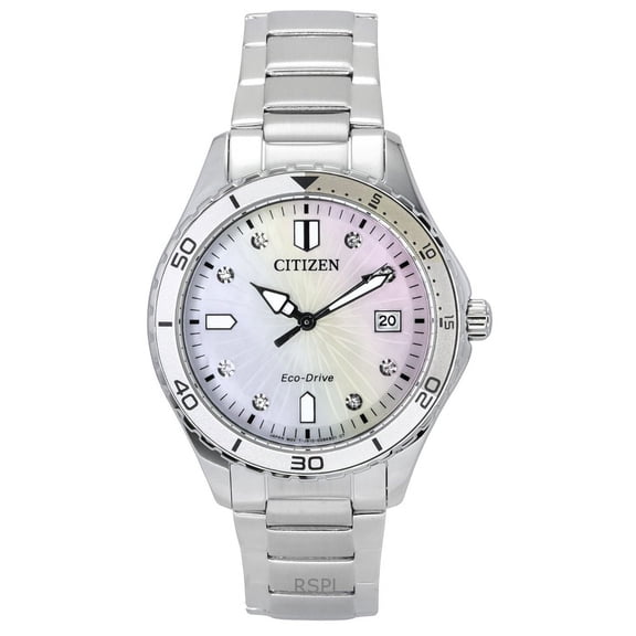 Citizen Marine Lady Eco-Drive Crystal Mother of Pearl Dial Watch FE6170-88D