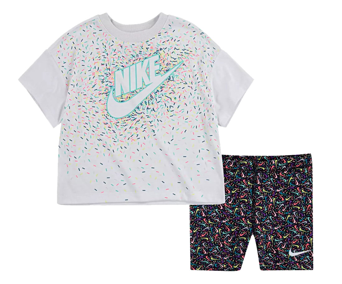 Nacional plan Ilegible Nike Swoosh Sprinkles Bike Baby GIrls Clothing Set Size 12, Color:  White/Black - Walmart.com