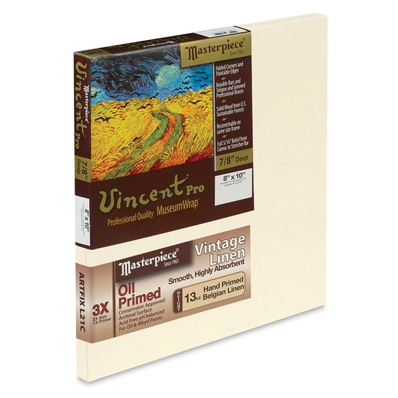 Masterpiece Vincent Pro Artfix Linen Canvas - 8" x 10", Oil Primed