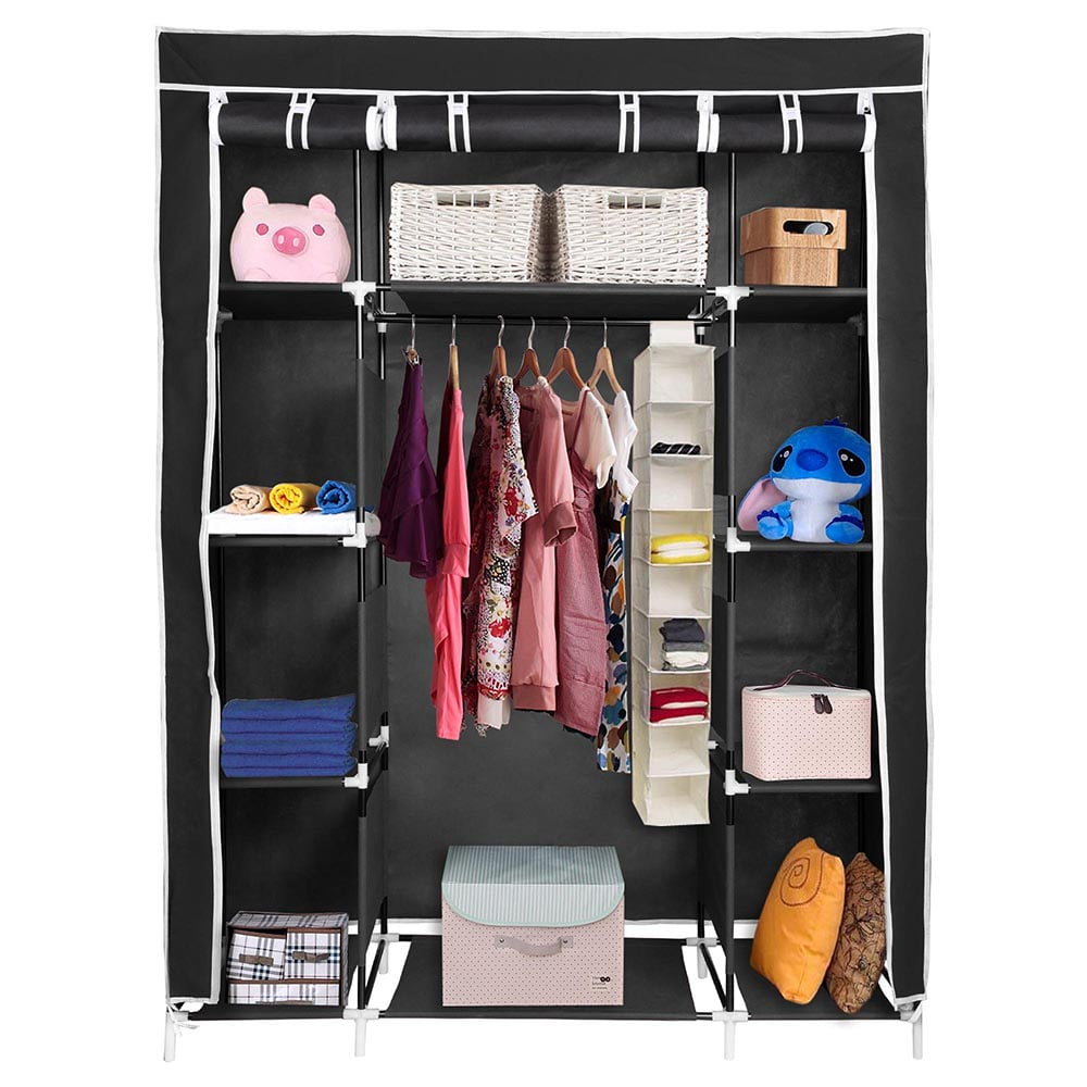 Yescom 50 Portable Closet Organizer Wardrobe Clothes Rack Cupboard Hanging Storage W Shelves Metal Frame Zippers