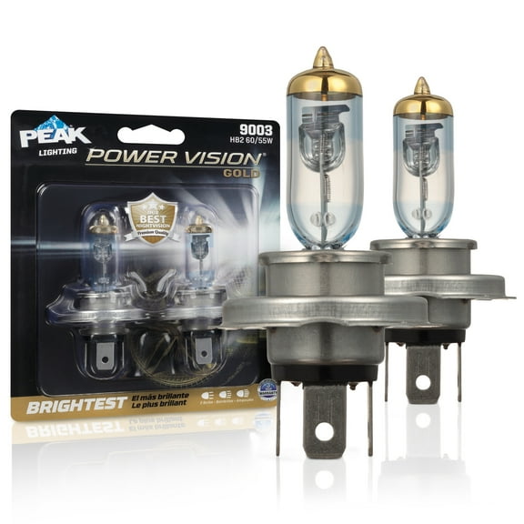 PEAK Power Vision Gold Automotive High Performance 9003/H4/HB2 60/55W Headlights (2 Pack)