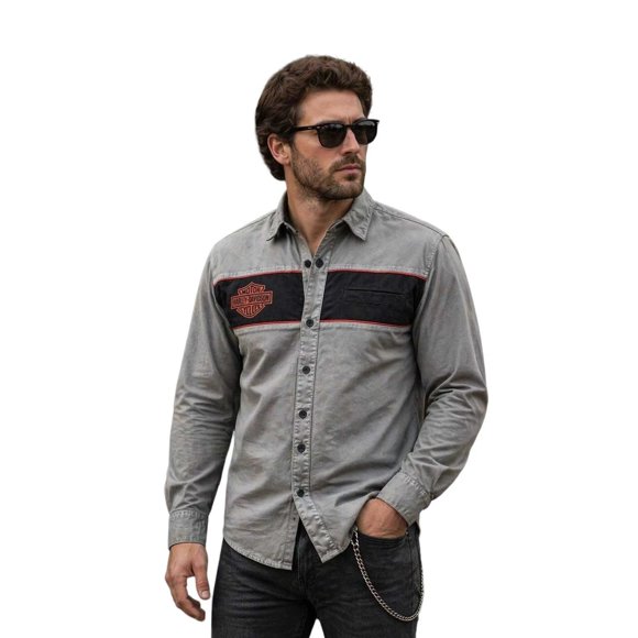 Harley-Davidson Chemise pour Homme Blackened Pearl Iron Bond Copperblock L/P (356)