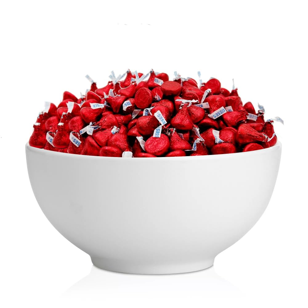 HERSHEY'S KISSES Milk Chocolate Red Foil Candy, Bulk Pack 2 Pounds
