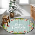 thumbnail image 5 of Happy Easter Round Rug 3ft Washable Circle Entryway Rugs Non Slip Cute Rabbit Ears Eggs Grass Wooden Grain Area Rug Indoor Floor Carpet for Bedroom Kitchen Living Room Home Office Dining Room Nursery, 5 of 7