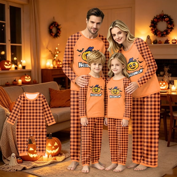 Halloween Family Matching Pajamas Sets, Halloween Bat Pumpkin Family Loungewear, Holiday Seasonal Party PJS Sleepwear,Halloween Soft Home Relaxing Night Clothes Matching Pjs Set