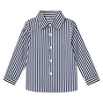 thumbnail image 2 of Tiijoy Kids Long Sleeve Striped Shirt Boys Girls Button Down Shirt Top, Navy, Sizes 4-13, 2 of 5