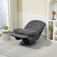 thumbnail image 4 of 360-Degree Swivel Recliner Chair, Modern Chenille Adjustable Glider Chair with Black Metal Round Base & Footrest for Living Room, Nursery & Bedroom, Hold Up to 330lbs, Gray, 4 of 8