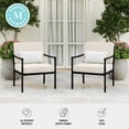 thumbnail image 5 of Martha Stewart Set of 2 Indoor-Outdoor Patio Accent Chairs with Steel Frames in Black with Cream All-Weather Cushions, 5 of 13