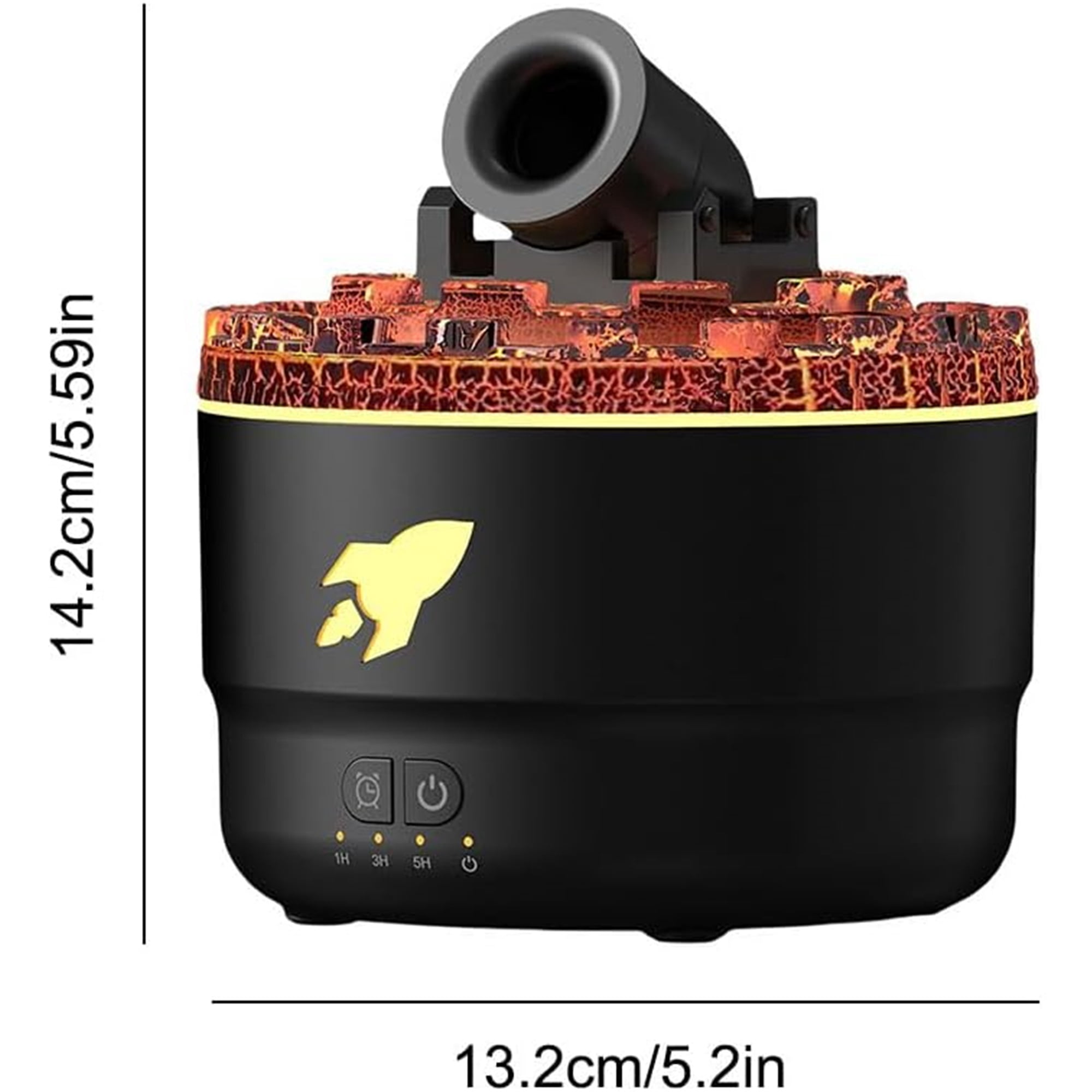 Vapor Cannon Humidifier with 7 Colors, LED Canon Humidifier, 2 Modes Cannon Diffuser with 2 Essential Oil, Air Humidifier for Desktop, Bedroom, Home, Office,Black Plug in,5.59" x 5.2",1