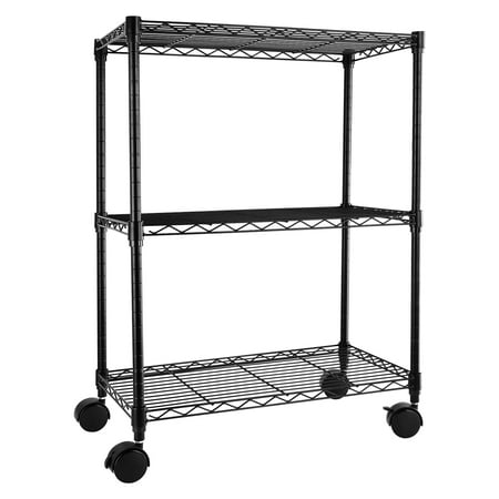 

Simple Deluxe Heavy Duty 3-Shelf Shelving with Wheels Adjustable Storage Units Steel Organizer Wire Rack 23 W x 13 D x 33 H Black