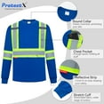 thumbnail image 6 of ProtectX 3-Pack Men's High Visibility Heavy Duty Breathable Long Sleeve Reflective Safety T-Shirts for Work Warehouse Construction, Class 2, Blue - 3X Large, 6 of 10