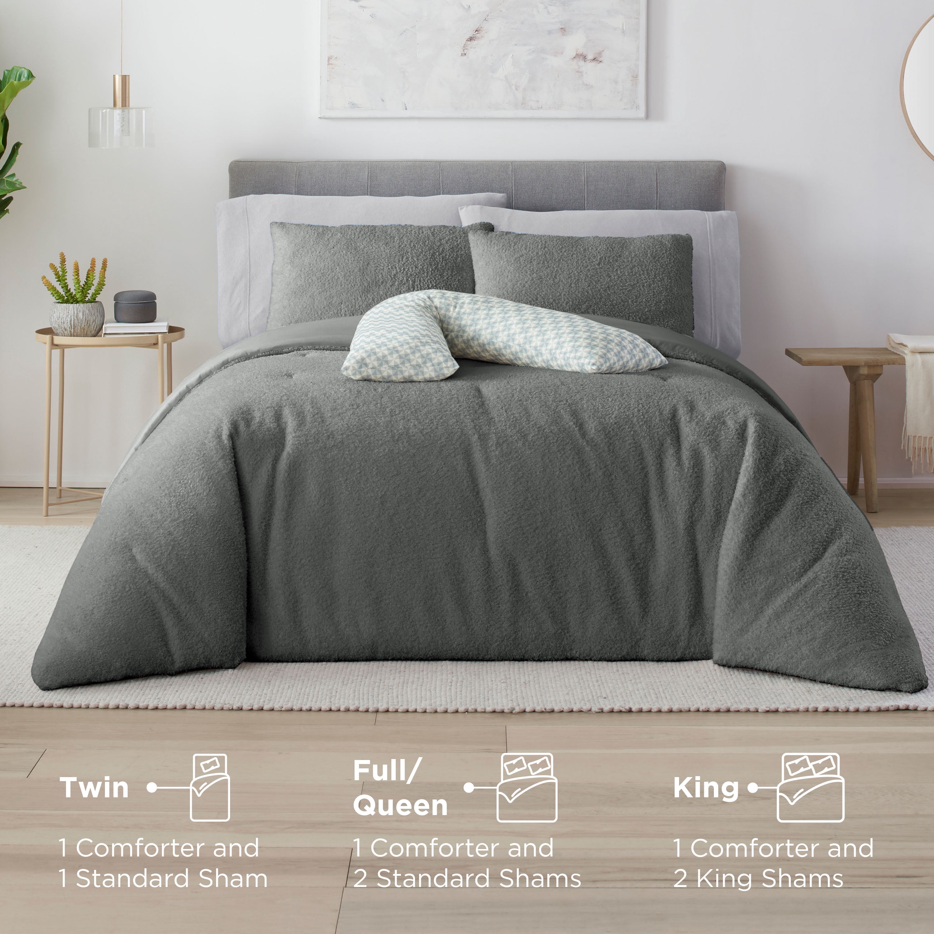 Vellux Cloud 2-Piece Plush Comforter Set, Down Alternative, Twin, Charcoal