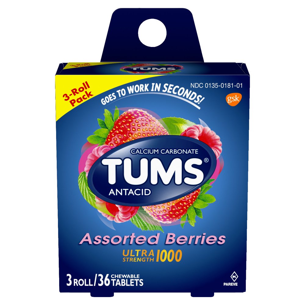 TUMS Antacid Chewable Tablets for Heartburn Relief, Ultra Strength