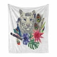 thumbnail image 1 of Tiger Soft Flannel Fleece Throw Blanket, Retro Inspired Montage with Contrasting Colors Anemone Majestic Feline, Cozy Plush for Indoor and Outdoor Use, 70" x 90", Multicolor, by Ambesonne, 1 of 6