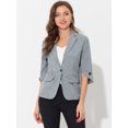thumbnail image 2 of Blazer de trabajo de manga 3/4 con cuello de solapa con muescas para mujer Gris XS, 2 of 6