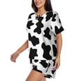 thumbnail image 2 of Qekee Milk Cow Women's Pajama Set Short Sleeve Sleepwear Summer Home Wear with Pockets Soft Short Sleeve Shirt - Milk Cow, 2 of 9