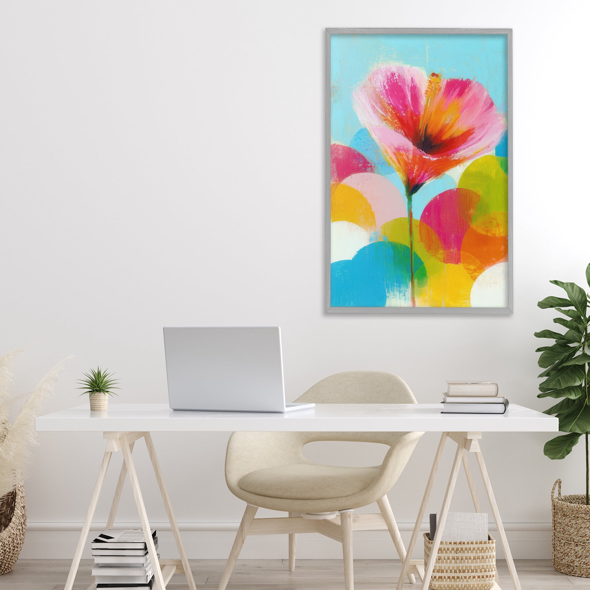 Stupell Industries Hibiscus In The Sun Gray Framed Giclee Art, design by Chromatic Storm Studio