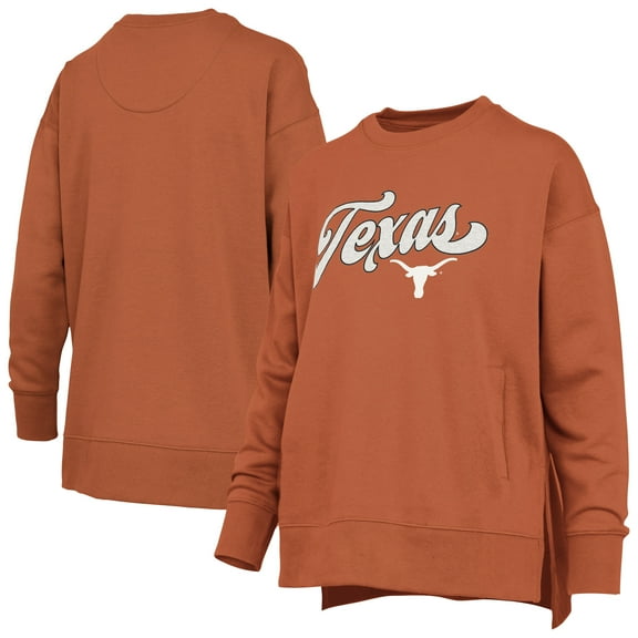 Women's Pressbox Burnt Orange Texas Longhorns Bonanza Chenille Harper Script Sweatshirt
