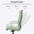 thumbnail image 6 of Raffle Pinker Ribbed Genuine Leather Office Desk Chair High Back Executive Conference Room Chair Adjustable Computer Chair Swivel Chair with Arms for Home Office, Green, 6 of 11
