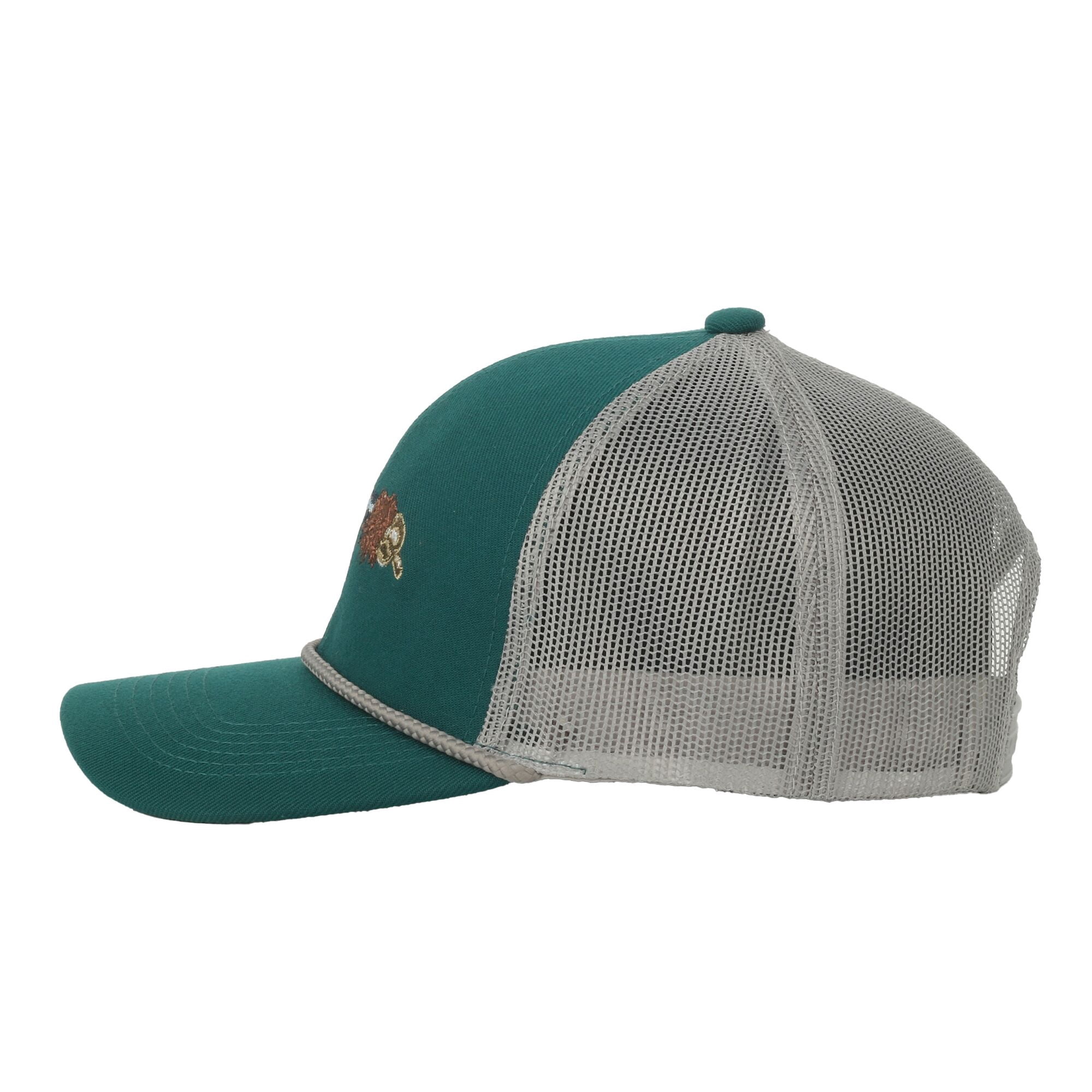 Green/Grey Lure 6-Panel Fishing Cap – Structured, Embroidered, Snapback, One Size