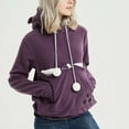 thumbnail image 3 of Pet Pouch Hoodie Long Sleeve Fleece Kitten Puppy Holder Carrier Sweatshirt for Women, Cat Dog Pouch Hoodie Sweatshirt Large Pocket, M&Purple, 3 of 8