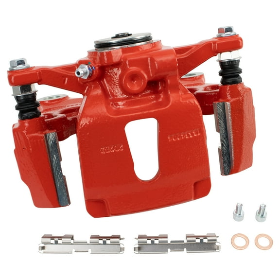 TRQ Rear Left Brake Caliper w/Bracket Performance Red Drivers Side Compatible with 2015-2018 Ford F-150