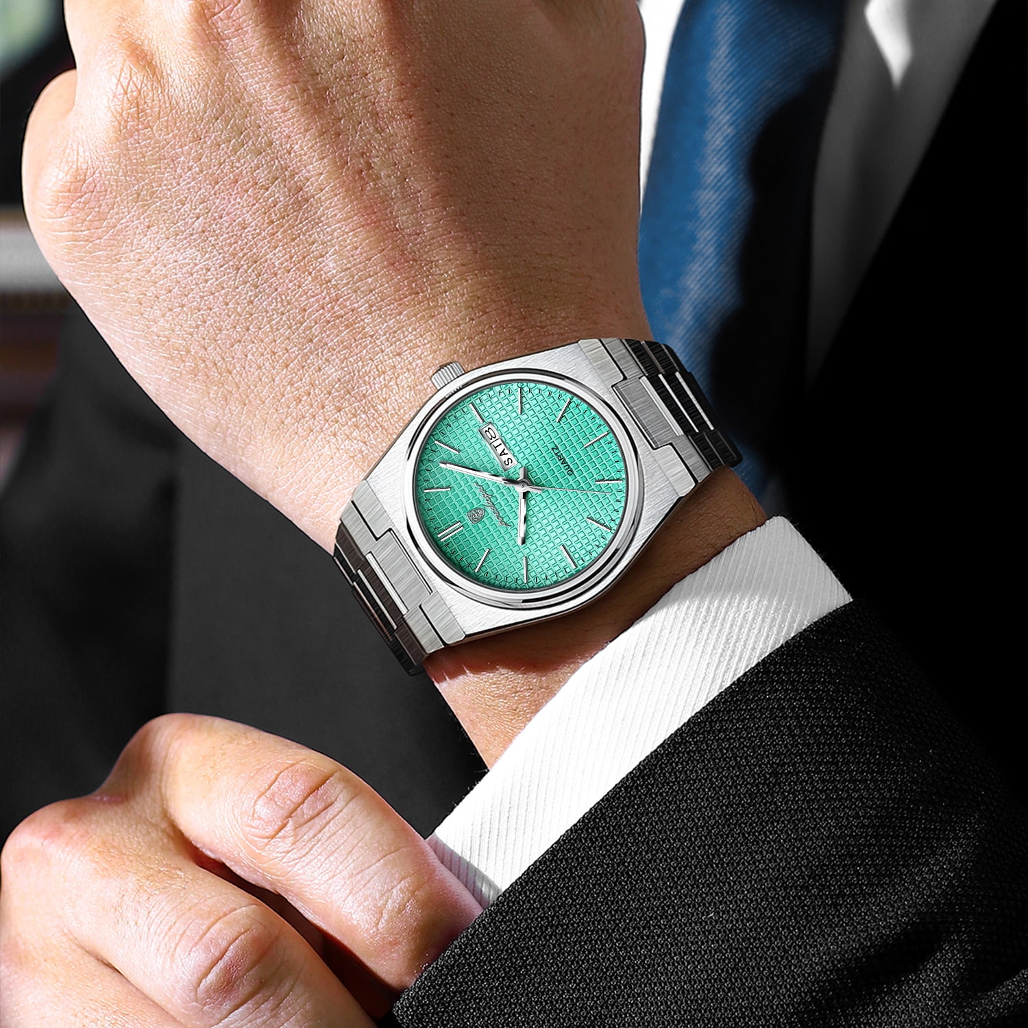 POEDAGAR Men’s Business Quartz Wristwatch, Stainless Steel, Calendar & Luminous Display