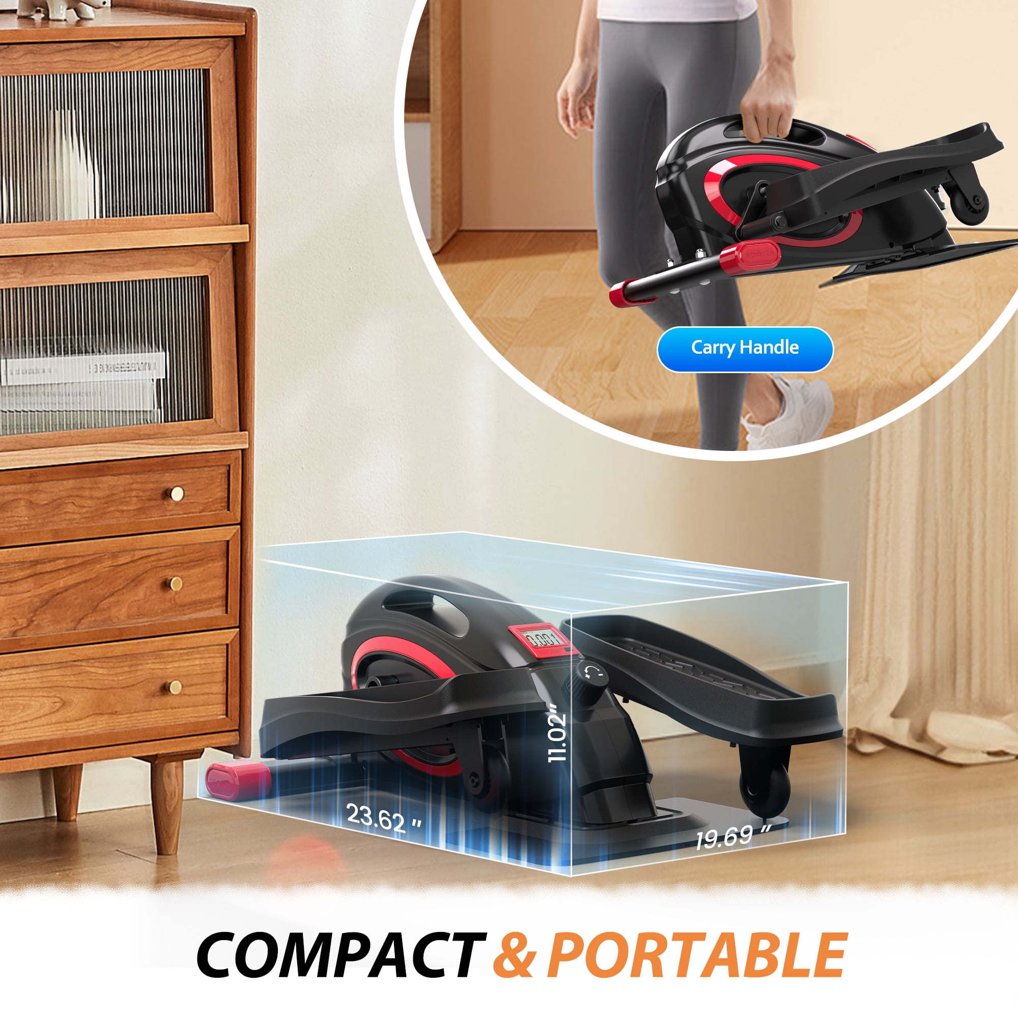 UPGO Under Desk Elliptical, Manual Quiet Elliptical, Foot Pedal Exerciser, Mini Elliptical Machines for Home Use, Portable Foot &Leg Pedal Exerciser