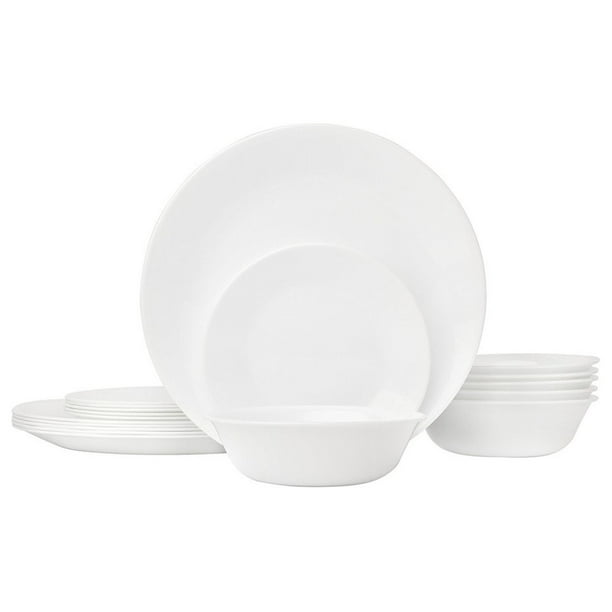 Corelle Livingware 18Piece Glass Dinnerware Set, Winter Frost White