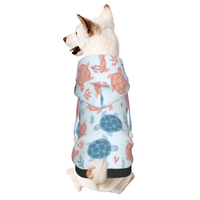 Fotbe Sea Turtle Sudadera con Estampado para Perros Pequeños – Suéter con Capucha para Mascotas, Tela Suave de Forro Polar con Bolsillo-X-Large