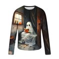 thumbnail image 4 of WAENQINLA Halloween Costomes Men Casual Long Sleeve Sweatshirts Crewneck Halloween Shirts Cute Ghost Print Party Holiday Shirt, 4 of 5