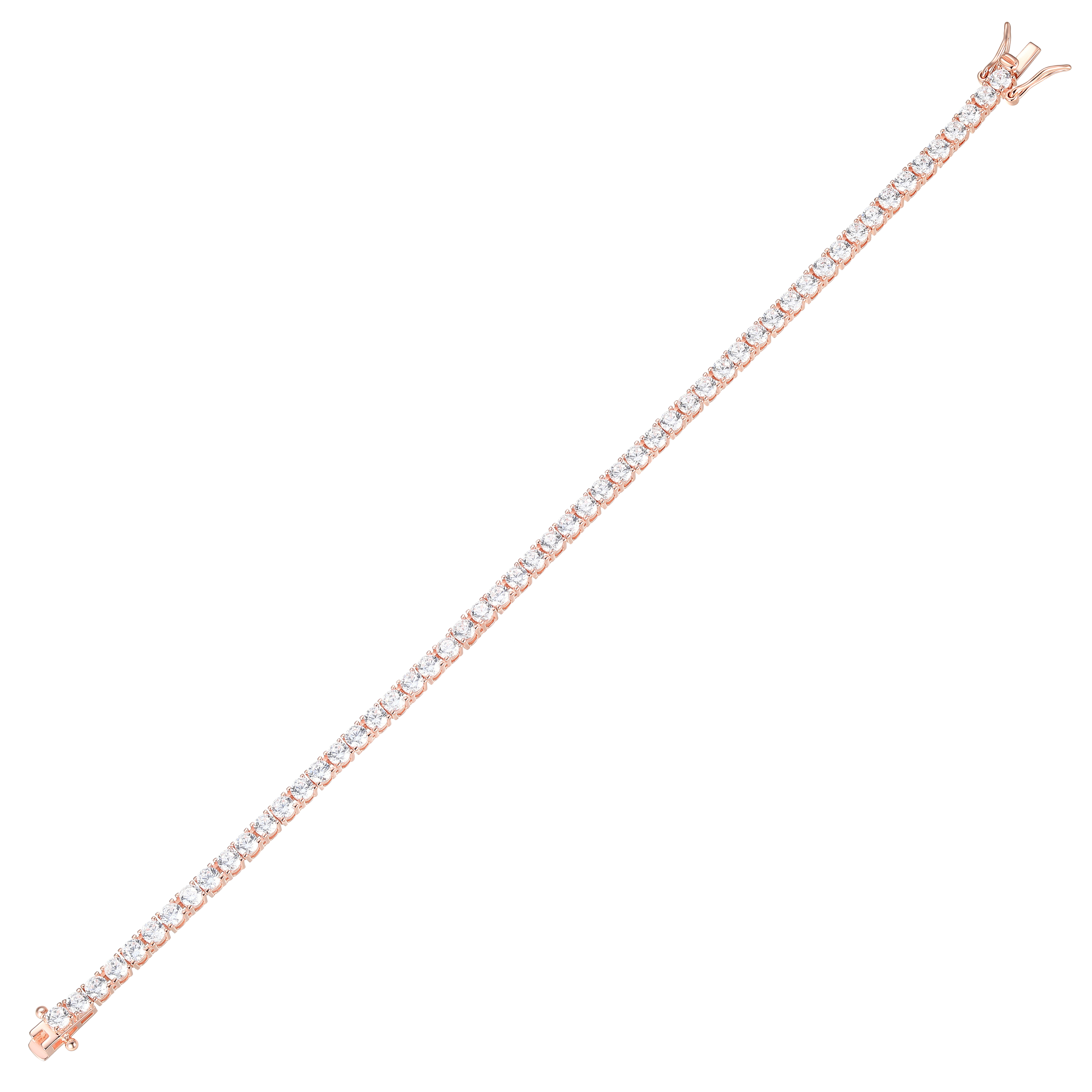 Forever Facets 3mm Cubic Zirconia Tennis Bracelet in 14k Rose Gold over Sterling Silver, Adult Female