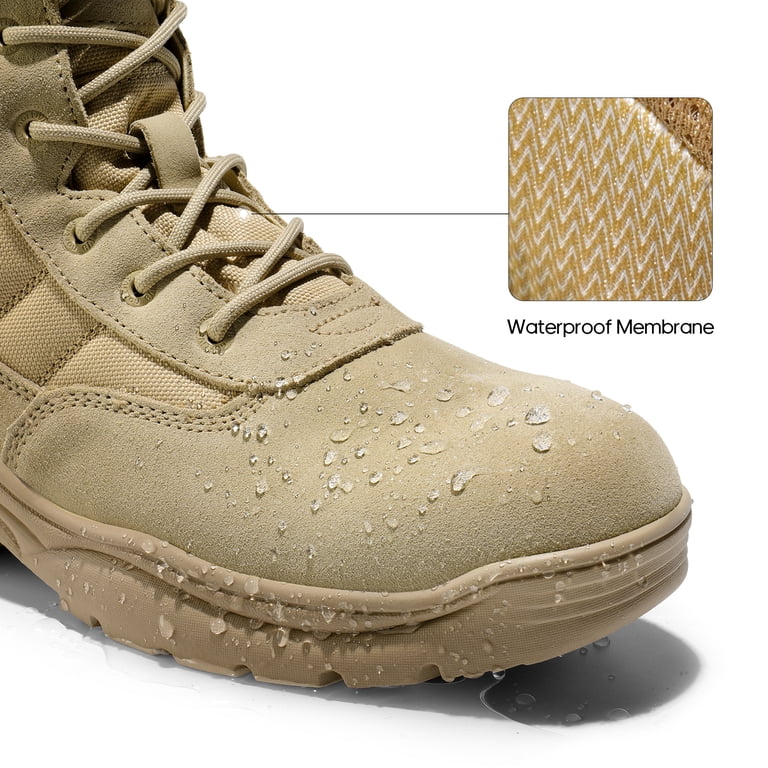 NORTIV 8 Mannen Waterdichte Militaire Tactische Werklaarzen Lederen Motorfiets Combat Lichtgewicht Antislip Wandellaarzen voor Mannen Verdediger, Zwart-6 Inch, 13 Wide