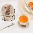 thumbnail image 5 of 6 Coil Coasters 3.94x3.94x0.24 Inch Water Coasters Drink Coasters with Cup Holders Absorbent Coasters Heat Resistant for Bar Protection Cute Yellow Christmas Deer, 5 of 7
