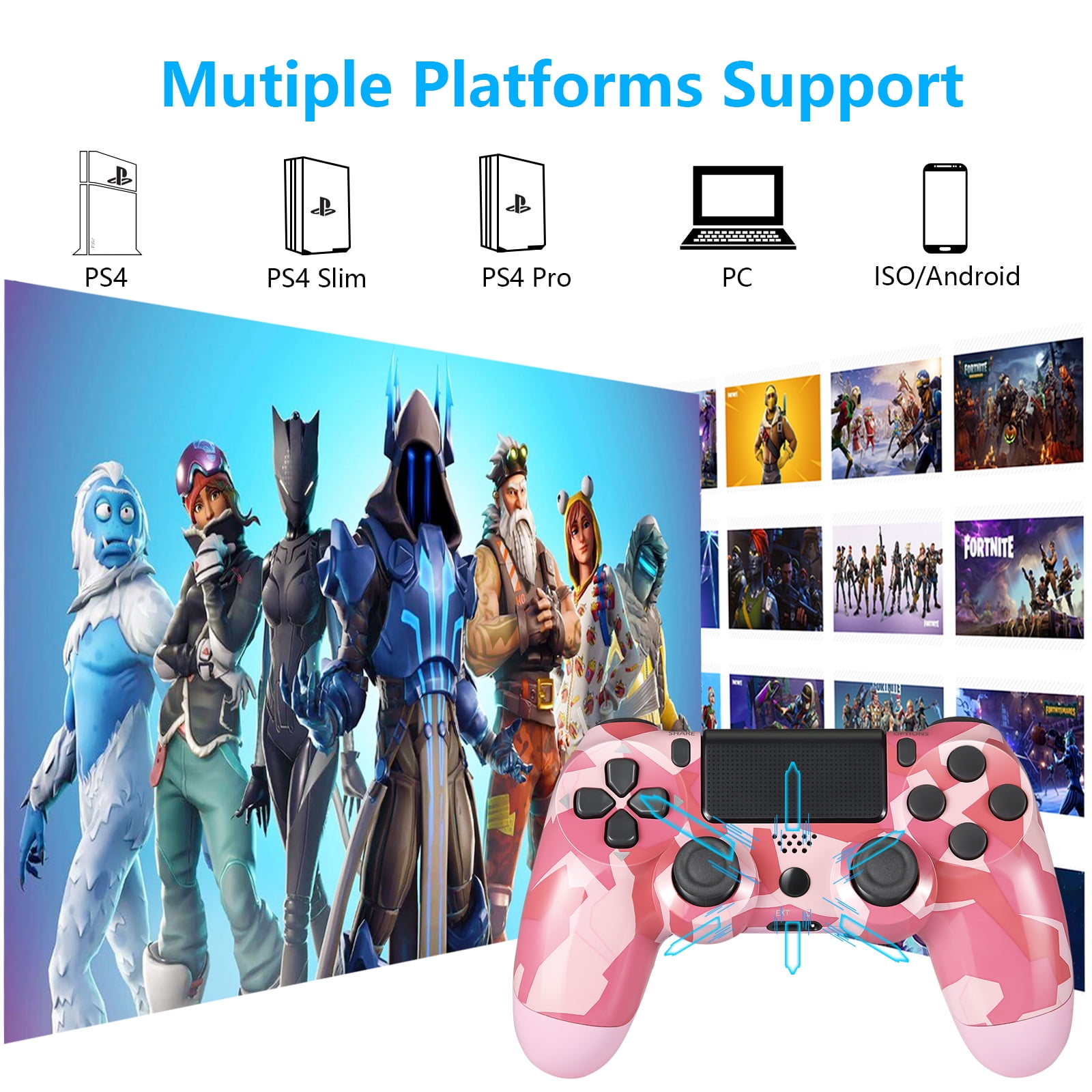 PS4 Controller, PS4 Controller Wireless, Playstation Controller PS4, PS4 Controller, PS4 Pro Controller for Playstation 4/Pro/Slim Console with Charging Cable, Black - Walmart.com