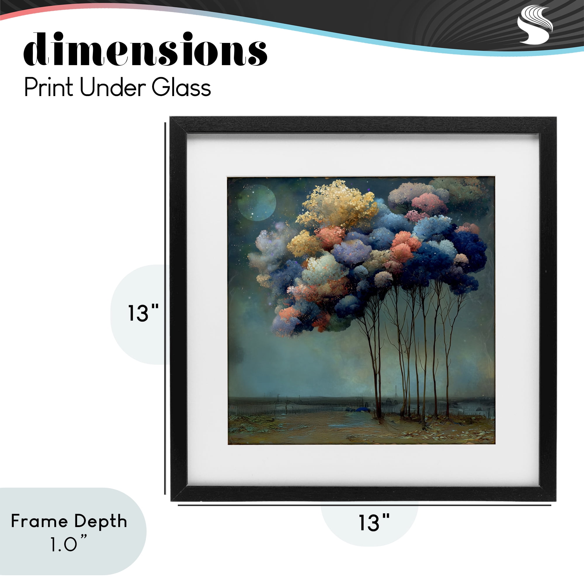 Stupell Industries Dreamy Sky Trees Surrealism Black Framed Print Under Glass, design by Annabelle Hall