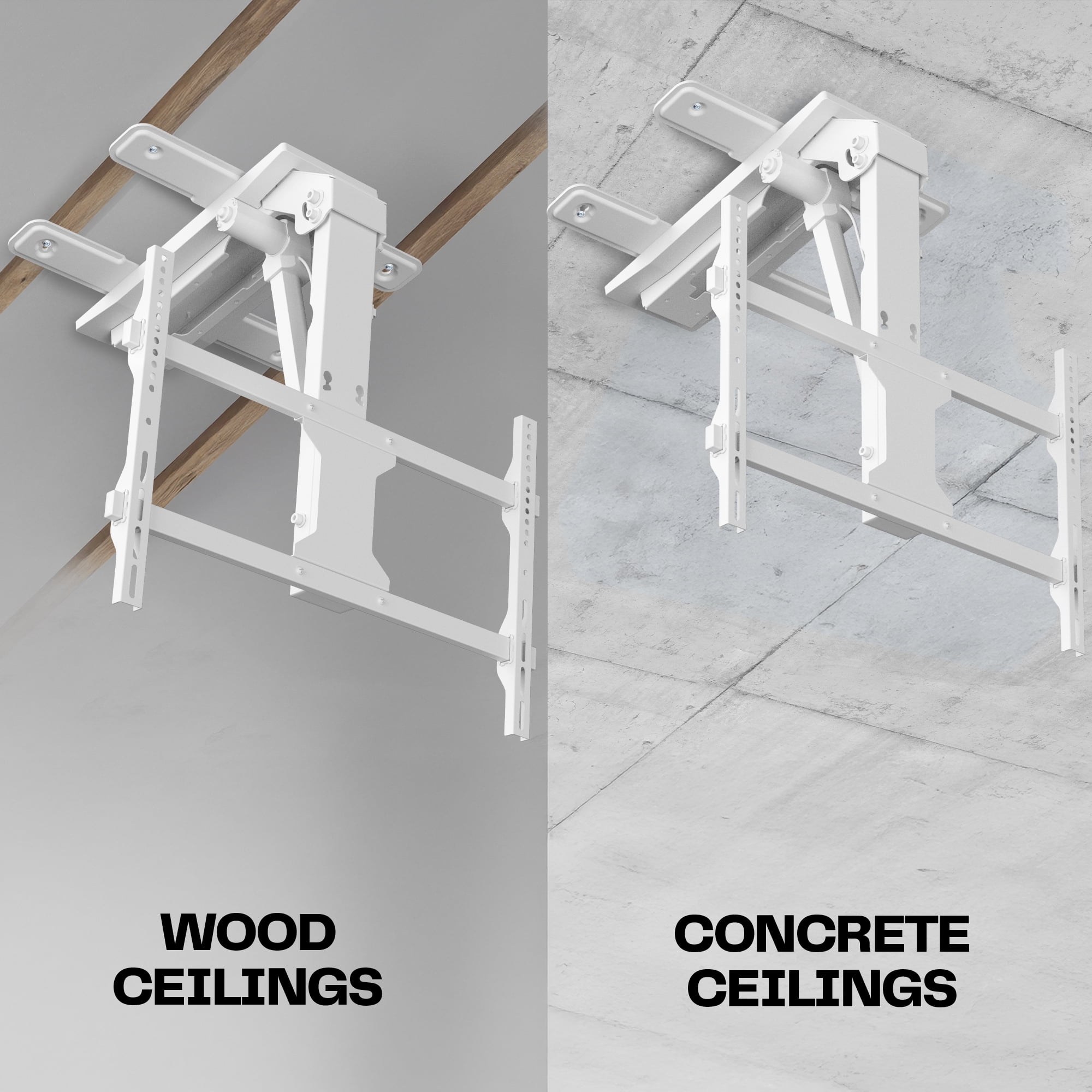 VIVO White Electric Flip Down Ceiling TV Mount for 37 to 70 inch Screens
