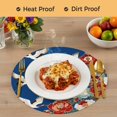 thumbnail image 4 of Japanese Style Round 13 Inch Placemats Set of 6, Blue Rustic Botanical Blossom Peony Birds HeatResistant Non Slip Place Mats for Dining Table, Wipeable Braided Kitchen Table Mats for Housewarming, 4 of 9