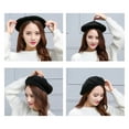thumbnail image 6 of Vintage Styles Elastic Berets Caps Warm Winter Hats For Women Men Soft Stretchable French Design Autumn Solid Color Headwear, 6 of 8