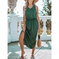 thumbnail image 7 of Cupshe Women's Knit Midi Beach Cover Up Dress Side Slit Elastic Waist Round Neck Waffle Casual Summer Dresses Cover Ups, Size XS-XL, 7 of 7
