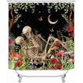 thumbnail image 2 of 4PCS Funny Skull Skeleton Shower Curtain Sets with Rugs, Waterproof Fabric Black Shower Curtain, Gothic Spooky Cool Bone in Bathtub Get Naked Horror Halloween Cat Fish Men Boys Bathroom Decor, 2 of 7