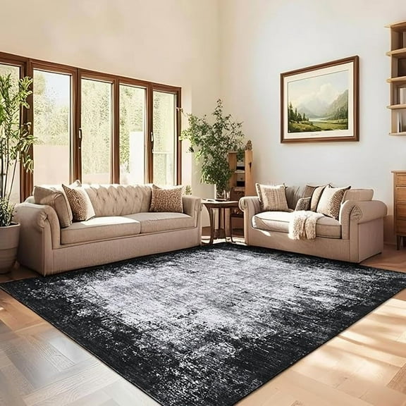 Abstract Area Rugs 6x9 Ultra-Soft Modern Indoor Carpet, Stain-Resistant Neutral Floor Cover, Non-Slip Distressed Throw Rug, Easy Cleaning, Perfect for Living Room, Office, Gray