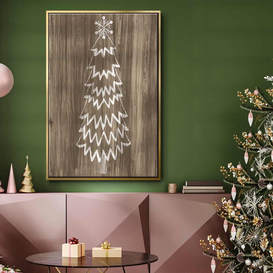 Barnwood Wonderland VIII - Framed Gallery Wrapped Holiday Canvas - 27 x 41 - Gold Frame