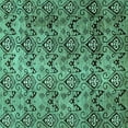thumbnail image 1 of Ahgly Company Machine Washable Indoor Square Abstract Turquoise Blue Modern Area Rugs, 6' Square, 1 of 4