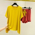 thumbnail image 2 of WXLWZYWL Summer Saving Clearance Sale Deals Pajama Set for Women Summer Slim Oversized short sleeve top with shorts Set, 2 of 6